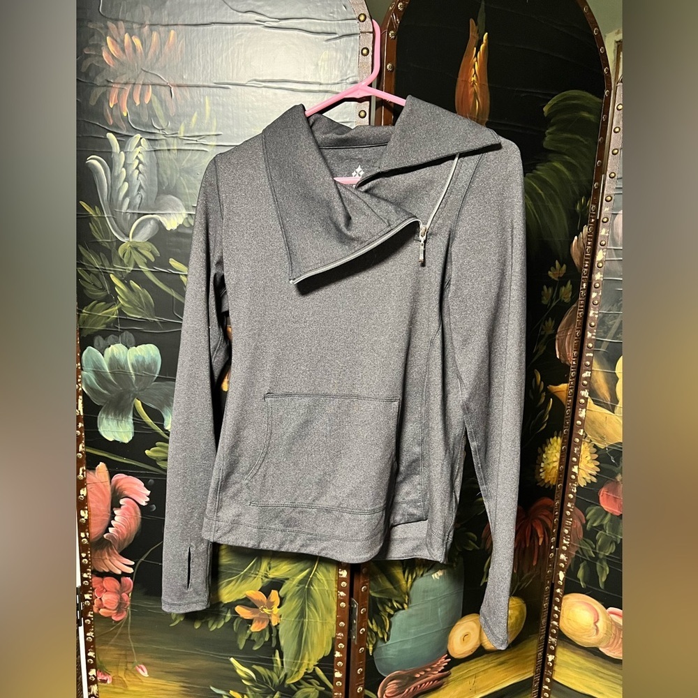 Jofit Charcoal Asymmetrical Zip Women's Top